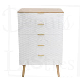 Commode IRIS 5 tiroirs en bois et MDF blanc - Style Japonais