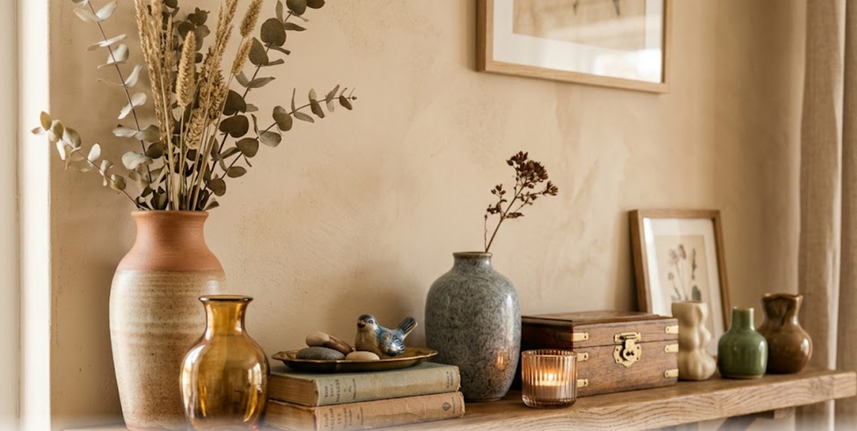 Composer une etagere avec vases et objets de collection