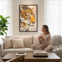 Tableau Léopard - Style Art Animalier Moderne, Toile Encadrée 60x90 cm