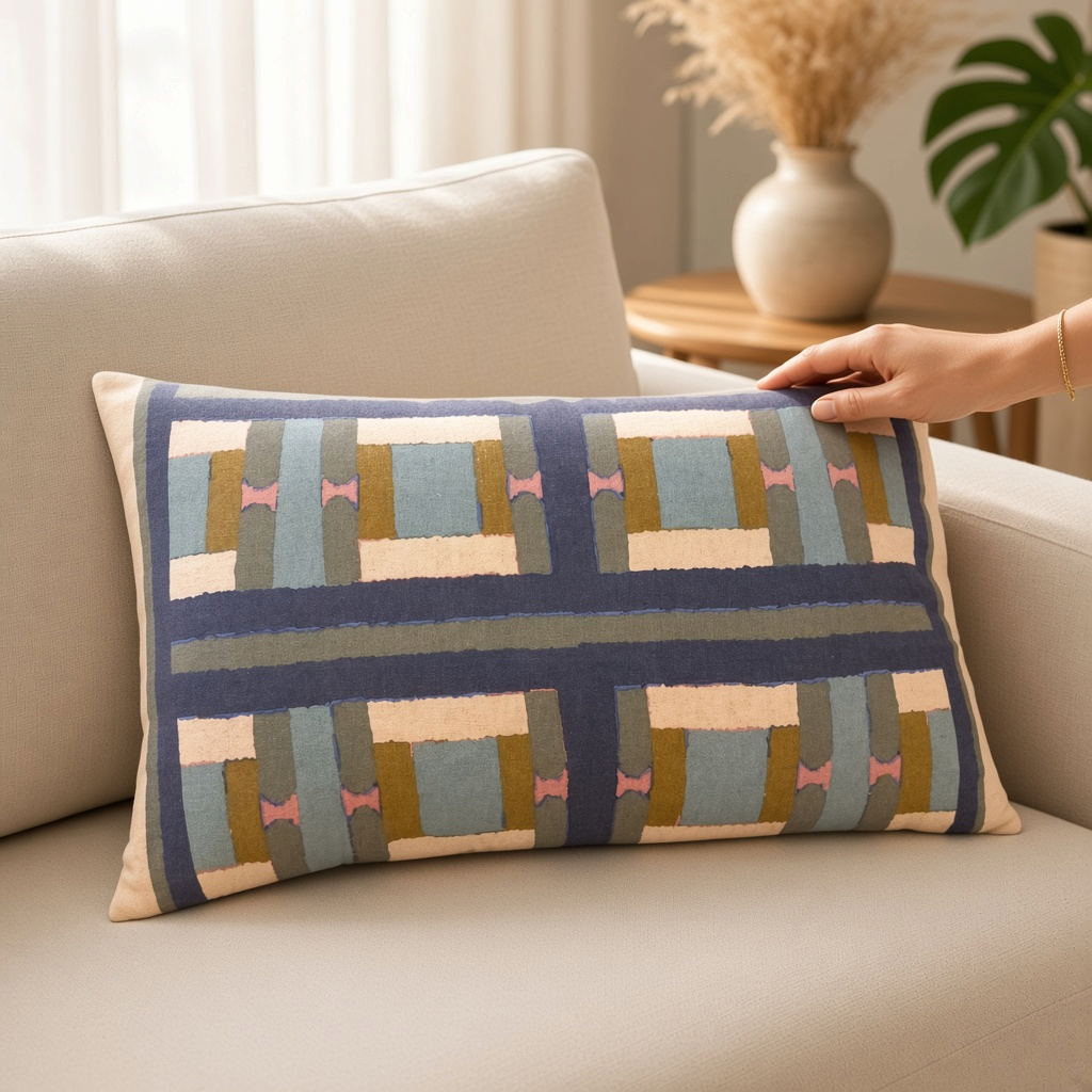 Coussin décoratif TAHO – Motif imprimé vert de gris, 40 x 60 cm