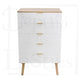 Commode IRIS 5 tiroirs en bois et MDF blanc - Style Japonais
