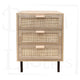 Petite table de chevet VESTA 3 tiroirs en rotin et bois
