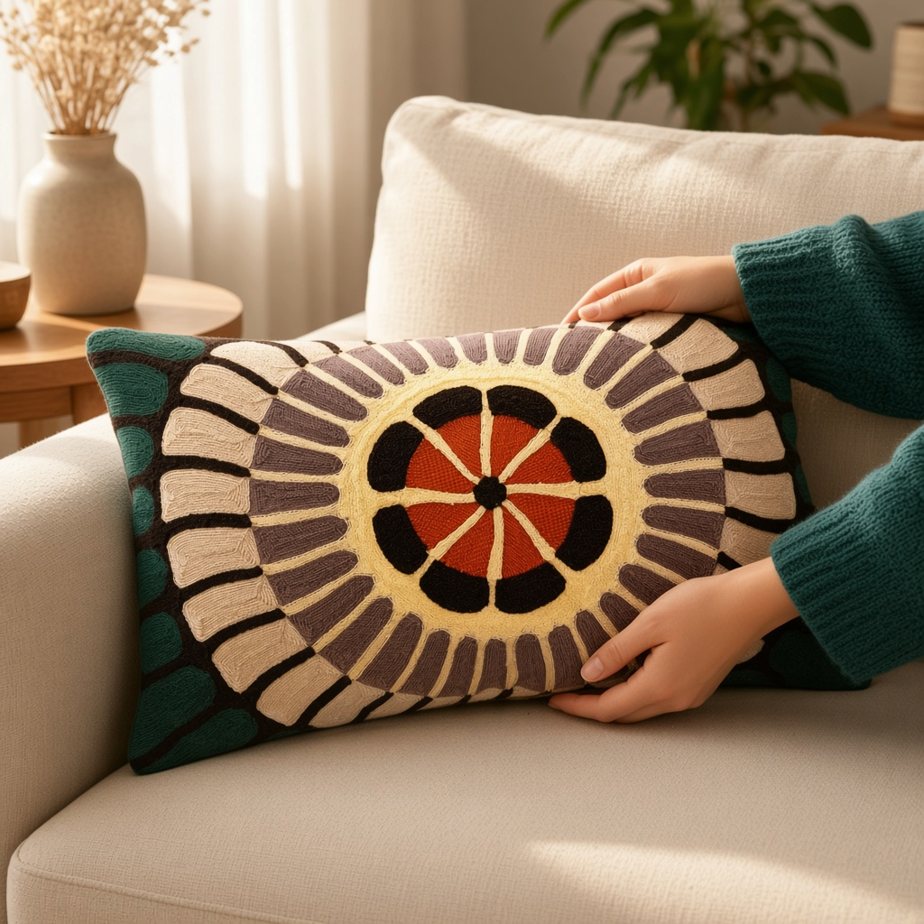 Coussin brodé Zeno Forêt – 30 x 50 cm