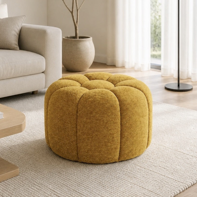 Pouf ENIMIE fleur camel - EDELWEISS