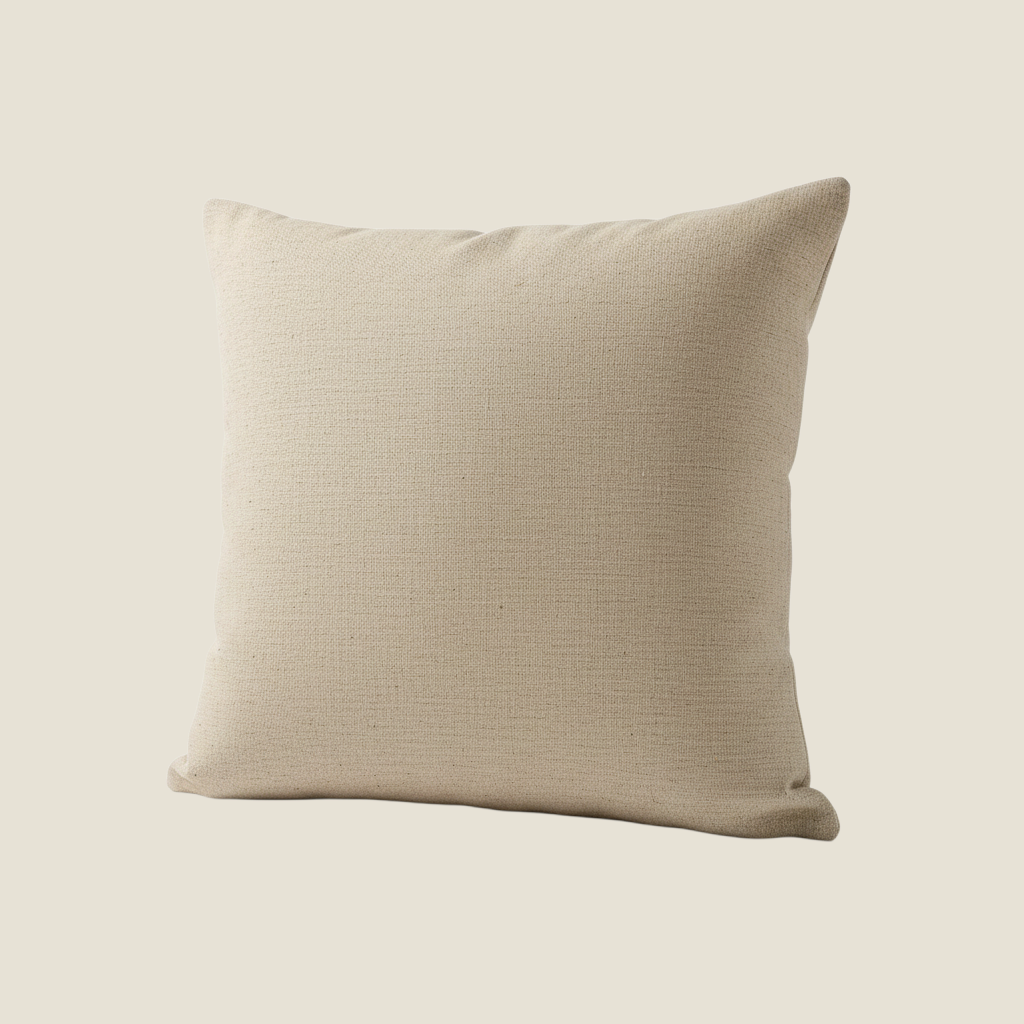 Coussin carré Depuis des lustres Taho en mélange de lin recyclé et coton couleur écru naturel
