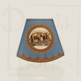 Abat-jour Pagode Mini Tillier - Collection Document Éléphants fond gris bleu