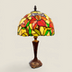 Lampe Tiffany florale multicolore – Pied bronze Art Nouveau