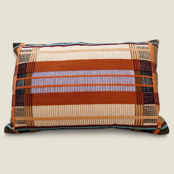 Coussin rectangulaire Depuis des lustres KAEL à motifs ethniques géométriques multicolores et bordures contrastées