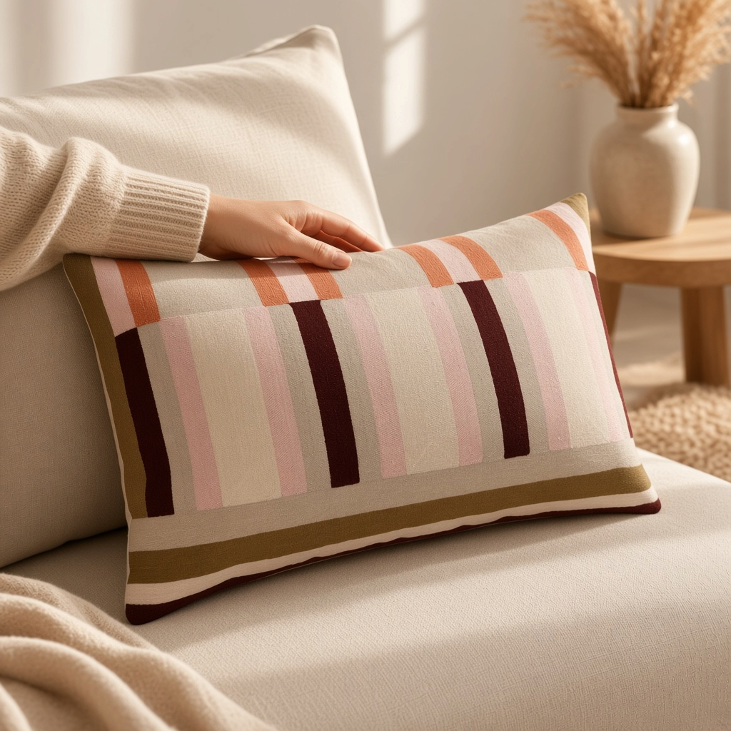 Coussin brodé Jason – Coloris Mousse, 40 x 60 cm