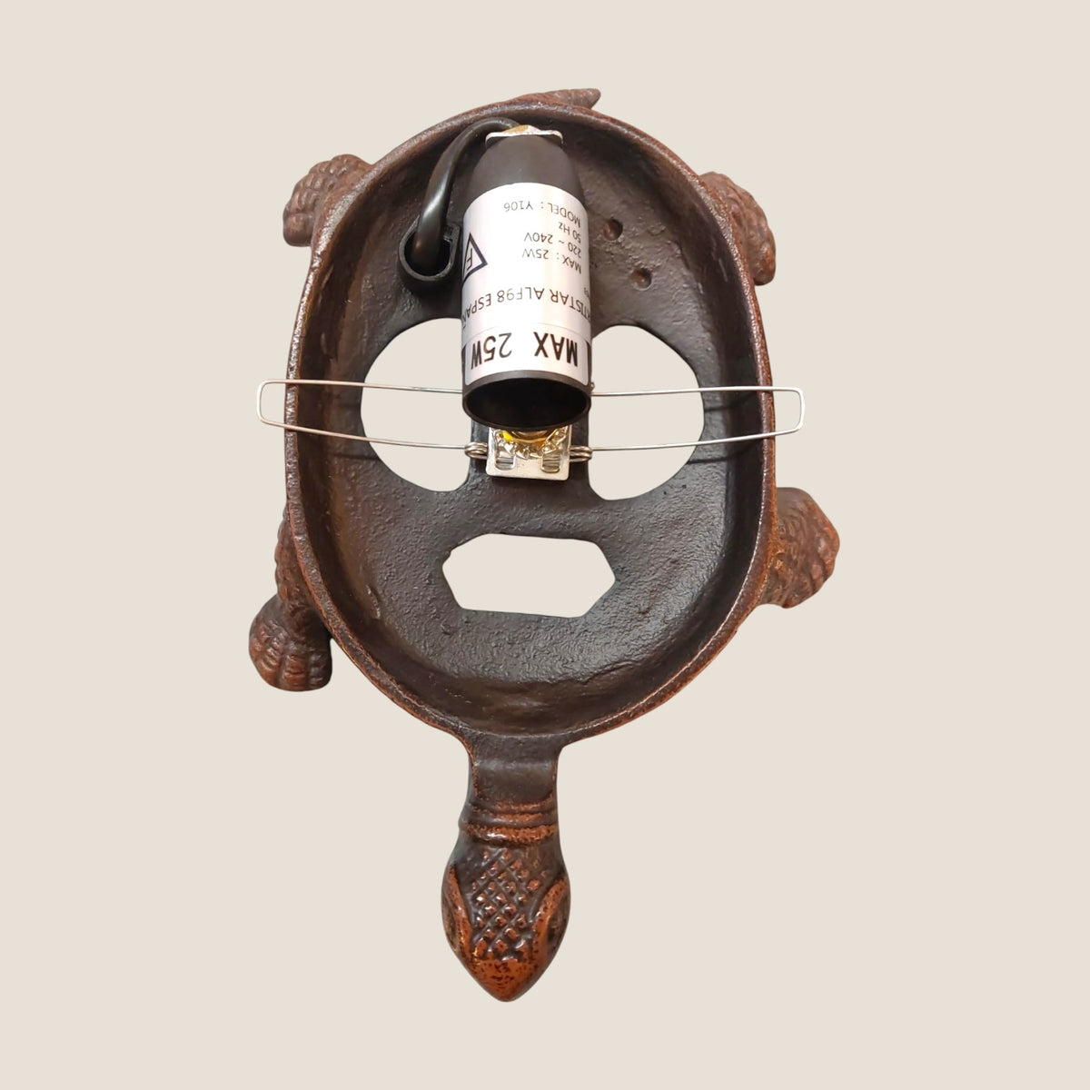 Lampe tortue vitrail style Tiffany – Ambre, vert & bronze
