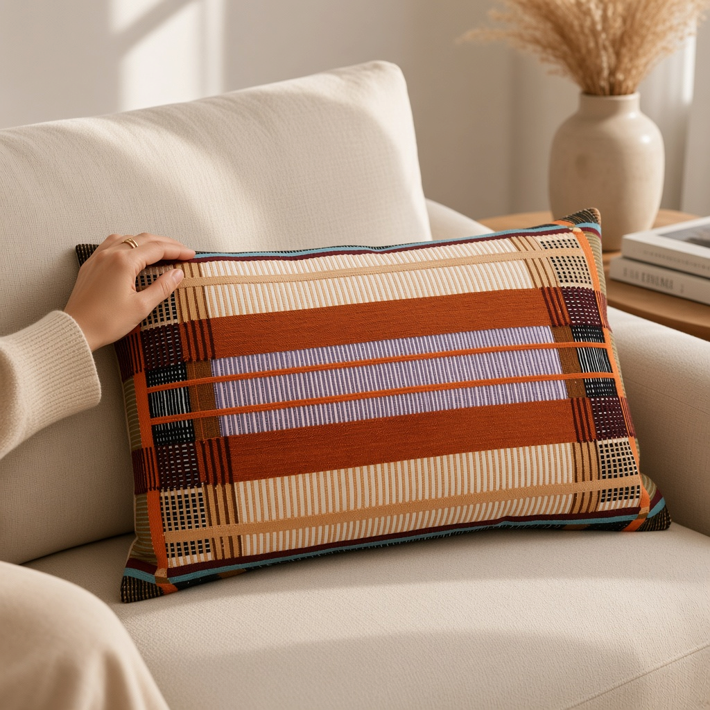 Coussin brodé KAEL – Motifs ethniques multicouleurs 40 x 60 cm