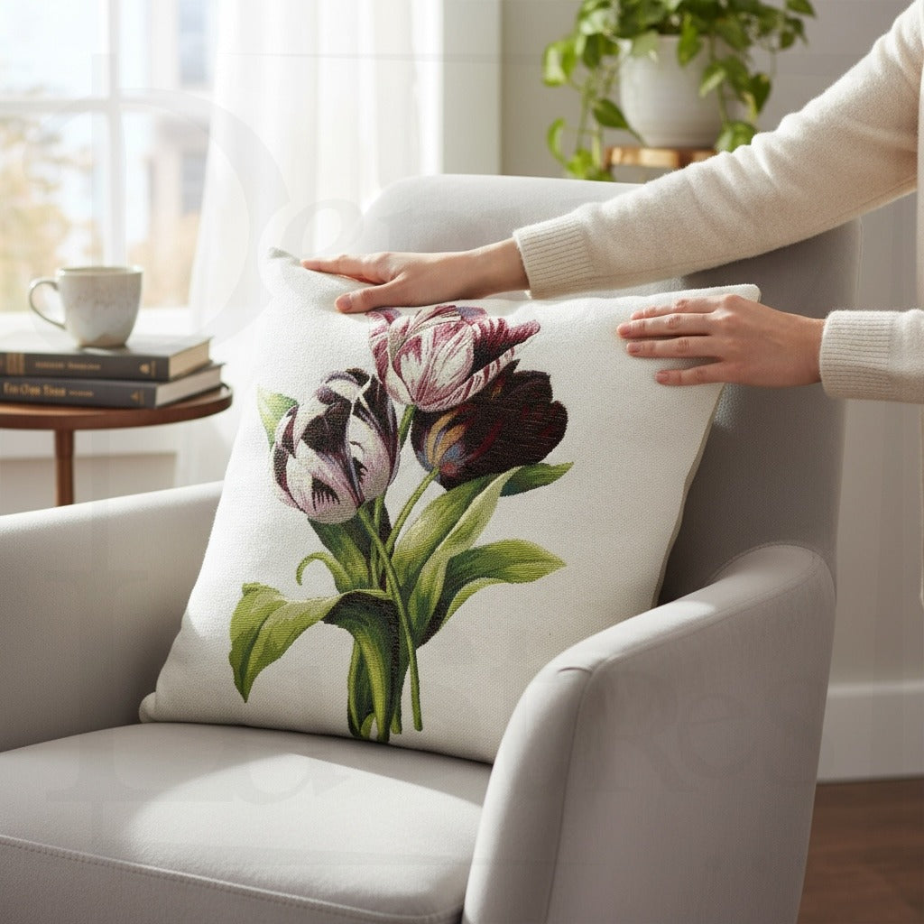 Coussin Tapisserie 3 Tulipes vue 2