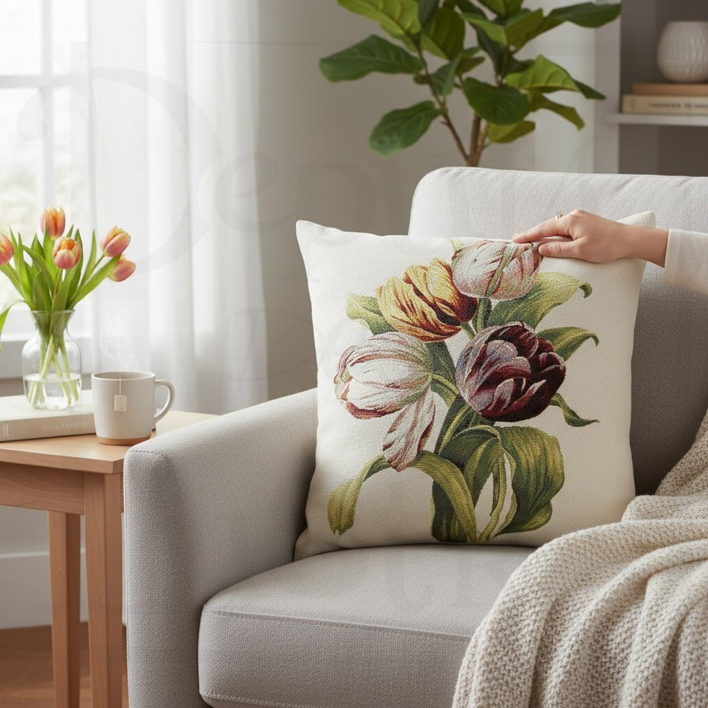 Coussin Tapisserie 4 Tulipes vue 1