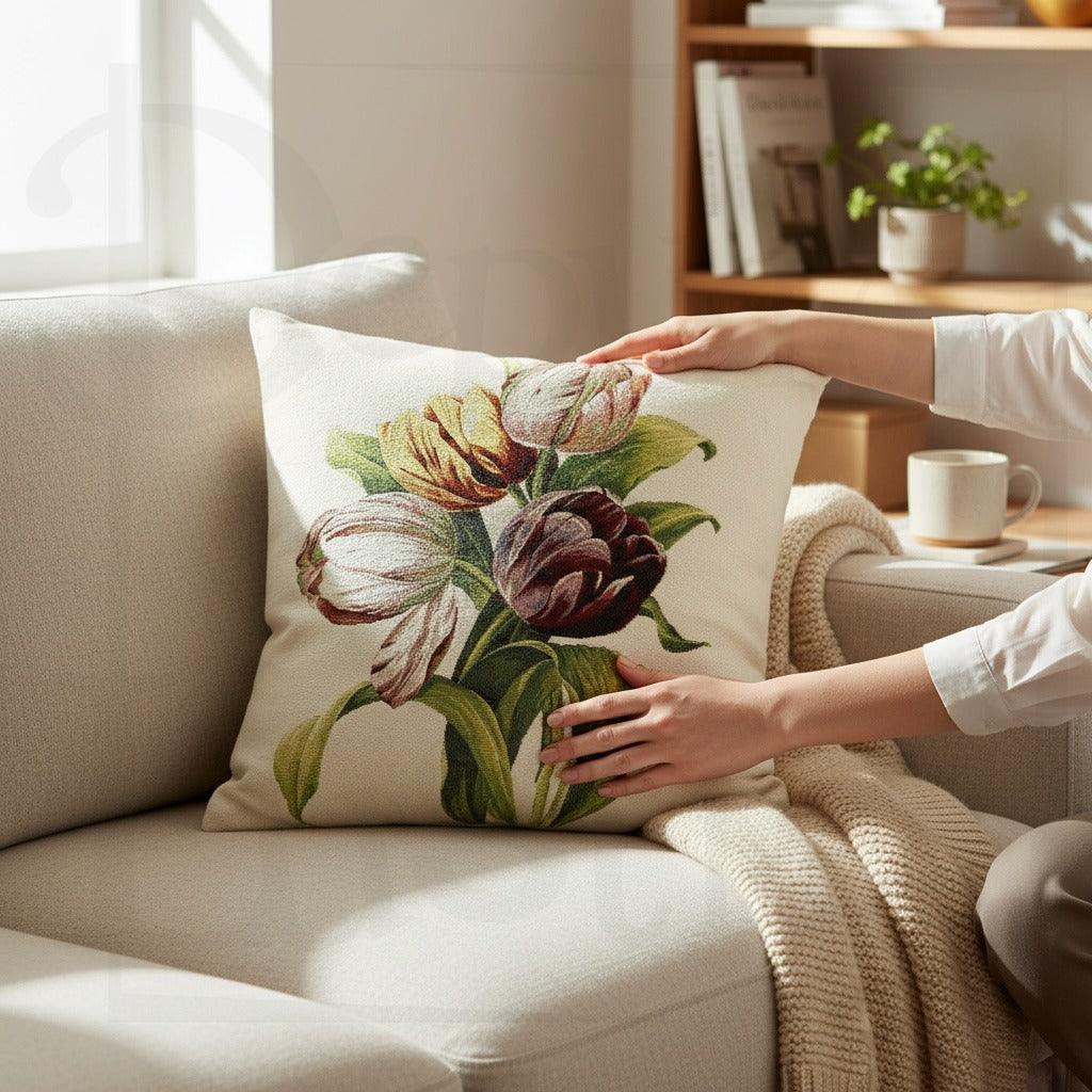 Coussin Tapisserie 4 Tulipes vue 2