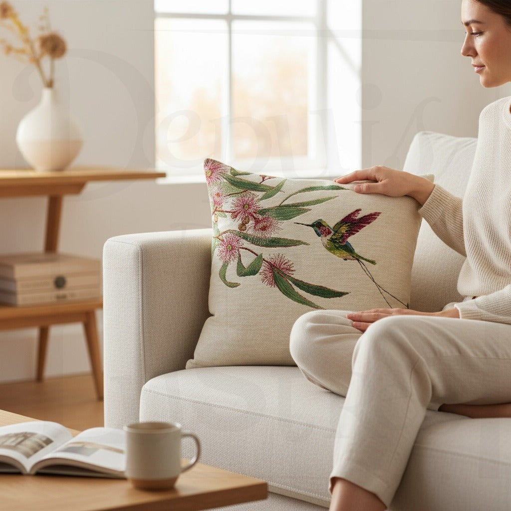 Coussin Colibri Rose vue 1