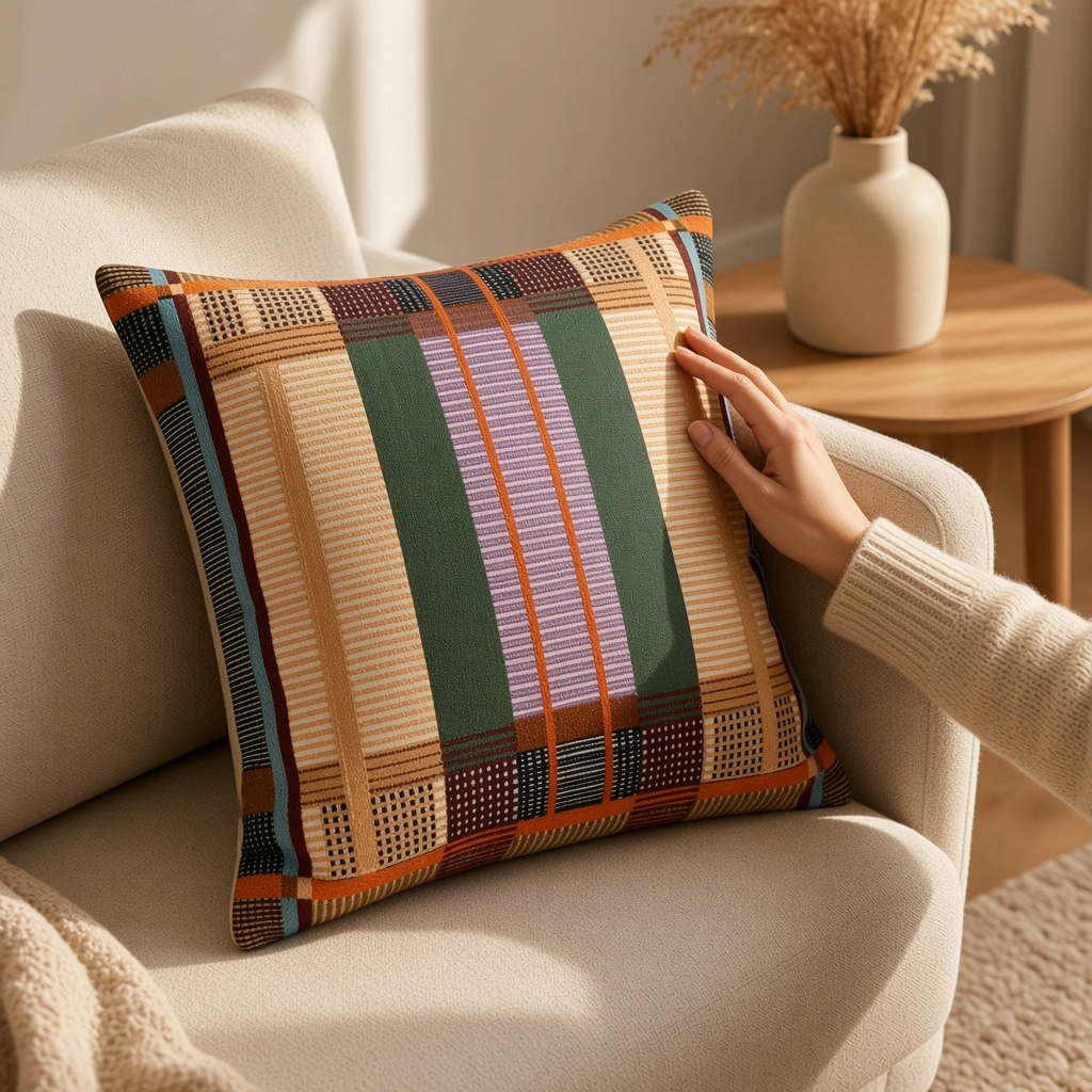 Coussin brodé KAEL multicolore 45 x 45 cm