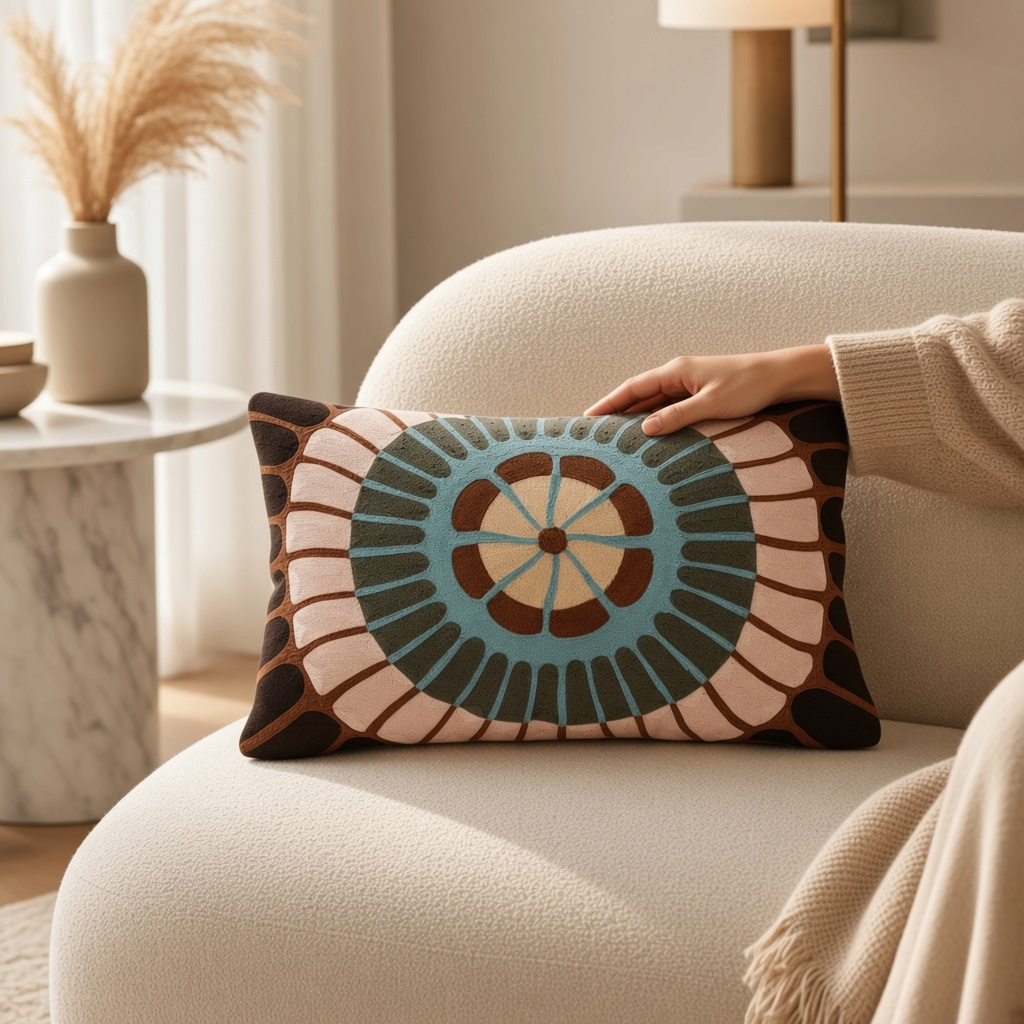 Coussin brodé Zeno Forêt – 40 x 60 cm