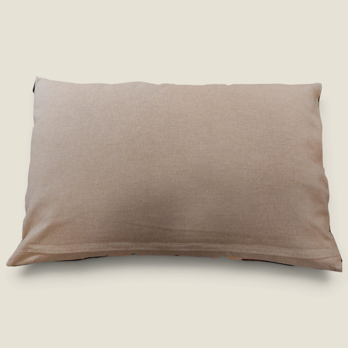 Dos du coussin rectangulaire Depuis des lustres Zeno Forêt en chambray naturel beige, texture lin authentique