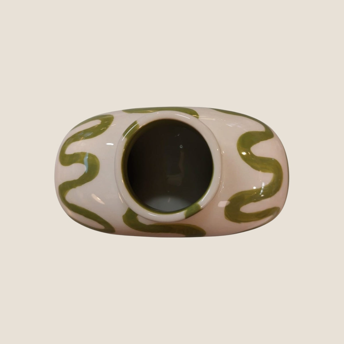 Vase céramique blanc et vert olive — QUE RICO