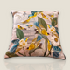Coussin velours imprimé oiseaux et fleurs – Rose poudré 50x50 cm