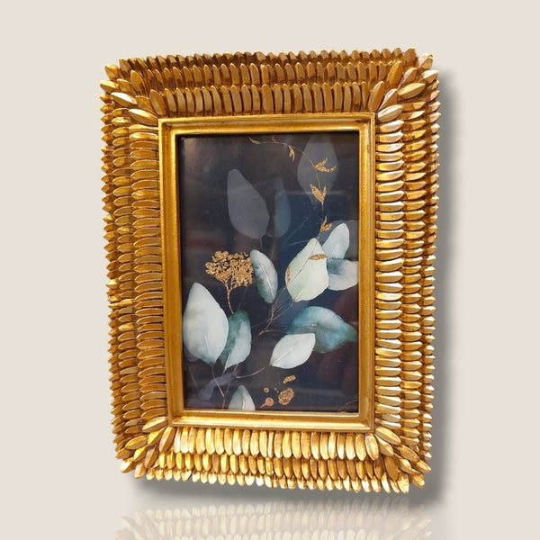 Cadre photo baroque doré à motif de feuilles – 10 x 15 cm