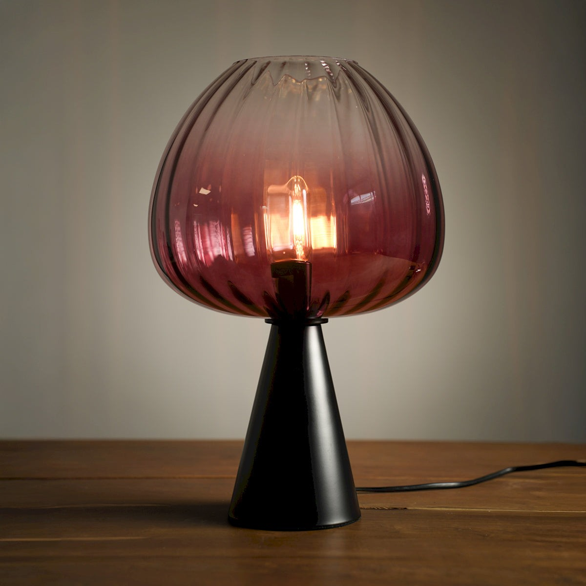 Lampe dégradée verre DONIA rose 37cm