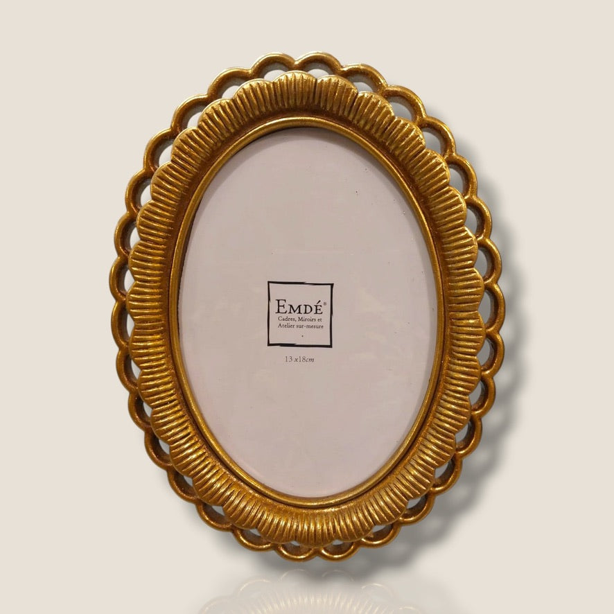 Cadre photo ovale doré style baroque – 13 x 18 cm
