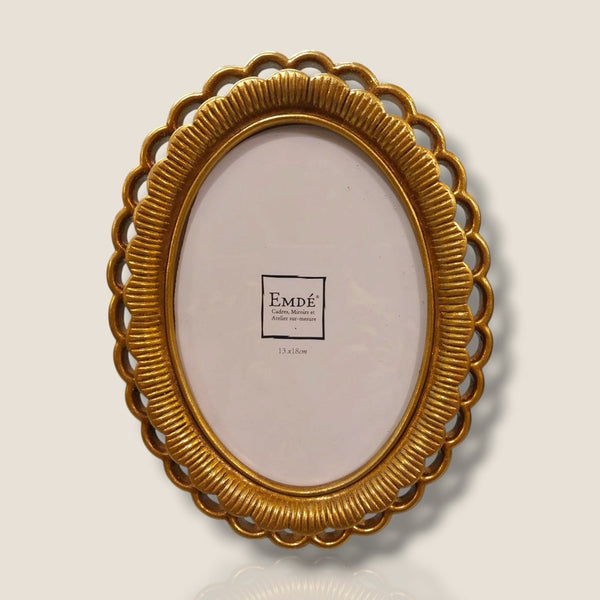 Cadre photo ovale doré style baroque – 13 x 18 cm