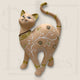 Statuette Chat Déco Résine Rose Glamour et Ornements Dorés