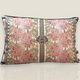 Coussin velours imprimé rayures – Rose, noir, kaki & beige