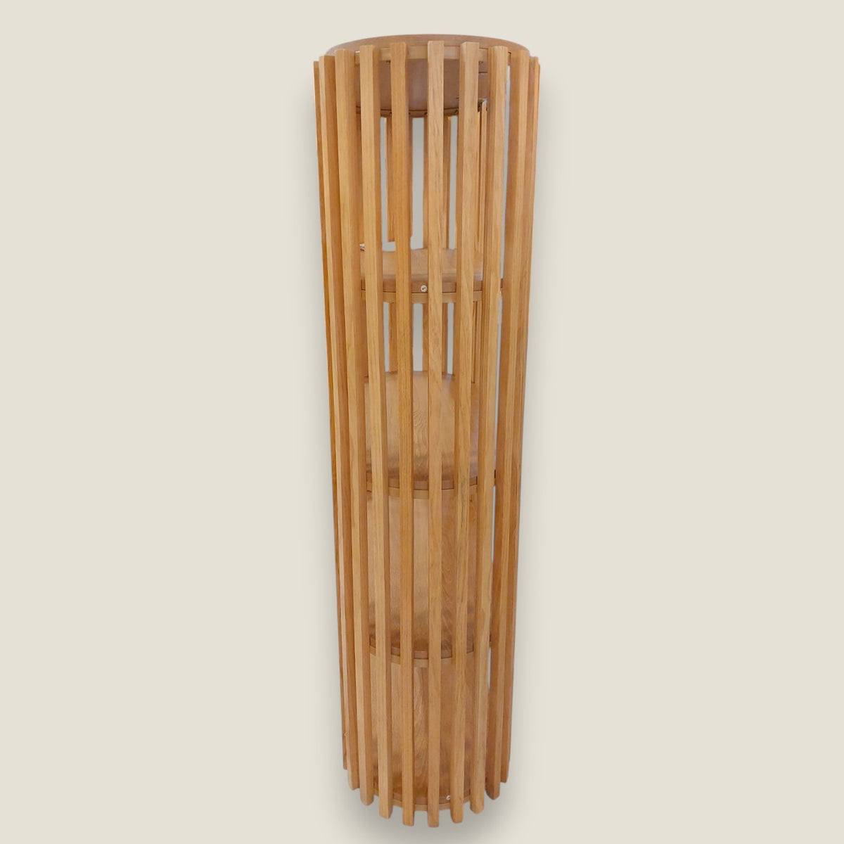 Depuis des lustres EDELWEIS oval slatted solid wood shelving unit with multiple storage levels in a contemporary style