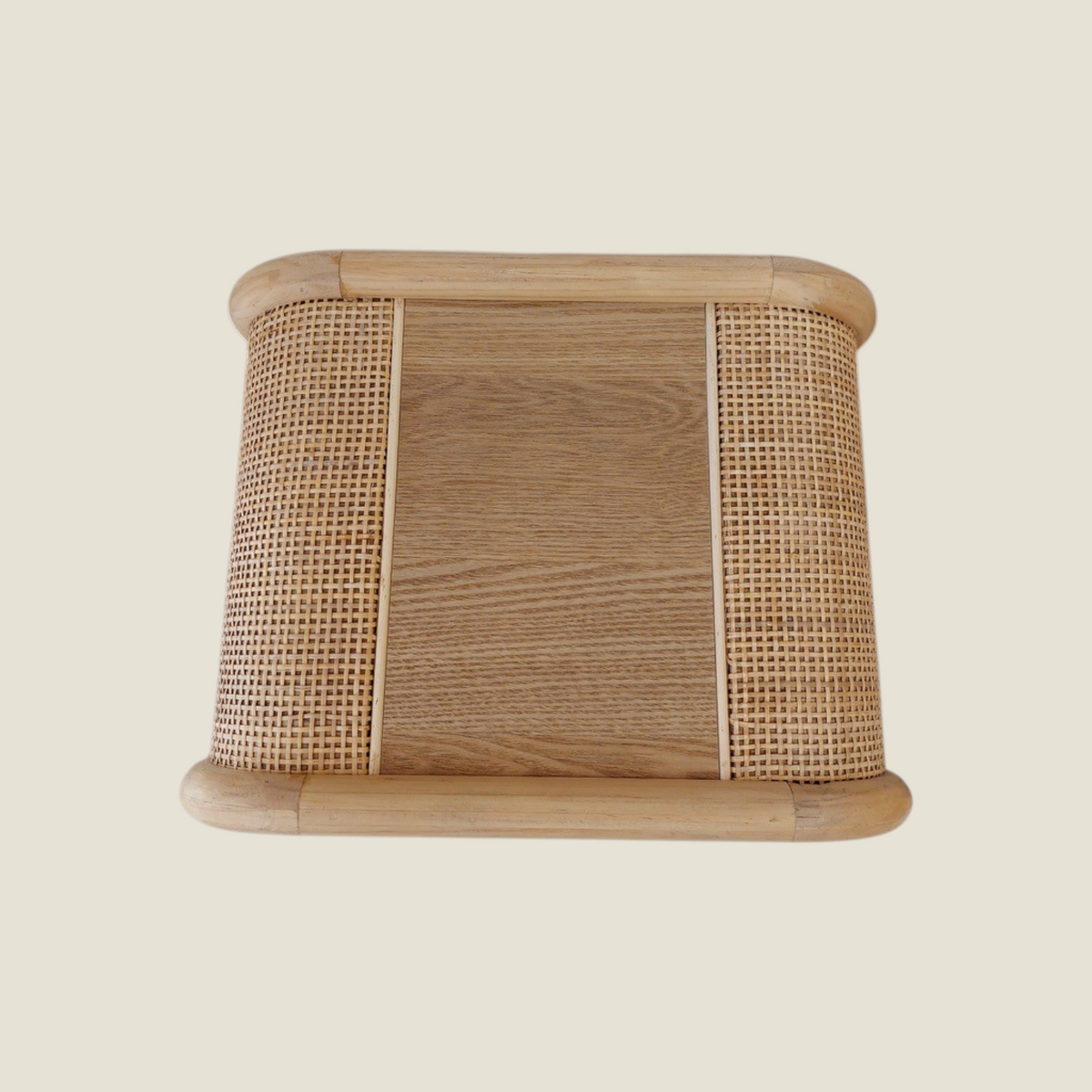 Table gigogne Depuis des lustres Camelia en bois MDF et cannage naturel vue de dessus