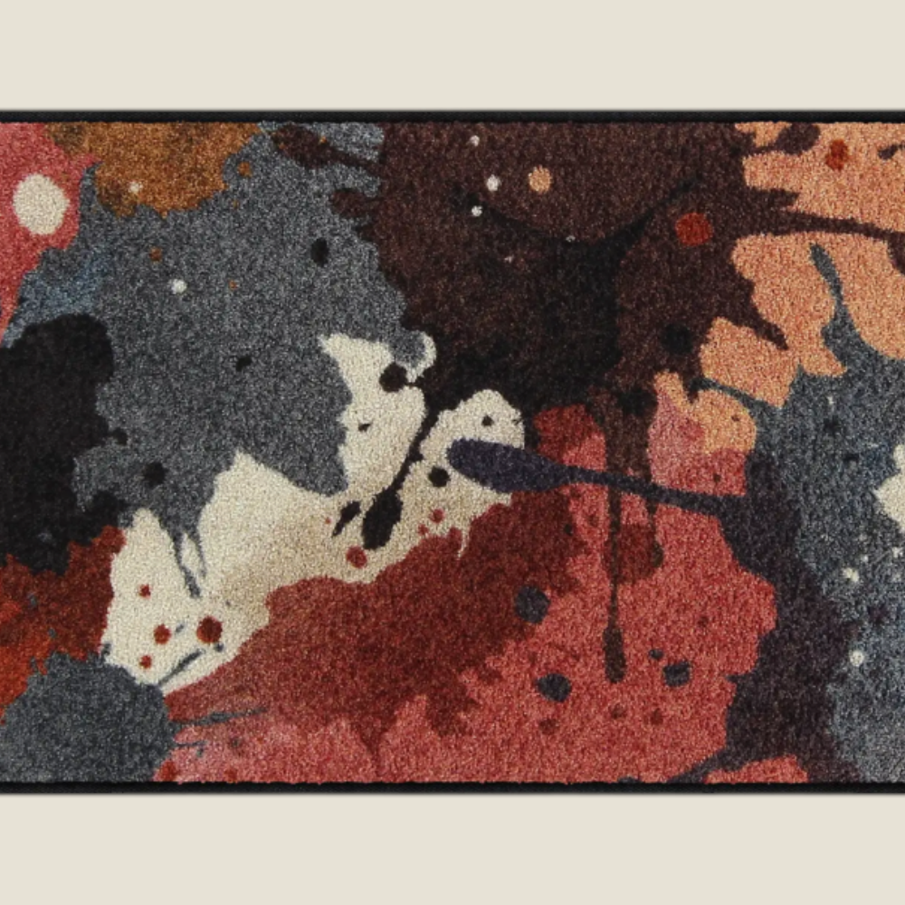 Tapis d'entrée Depuis des lustres Painters Mood en polyamide avec motif abstrait multicolore et bordure noire