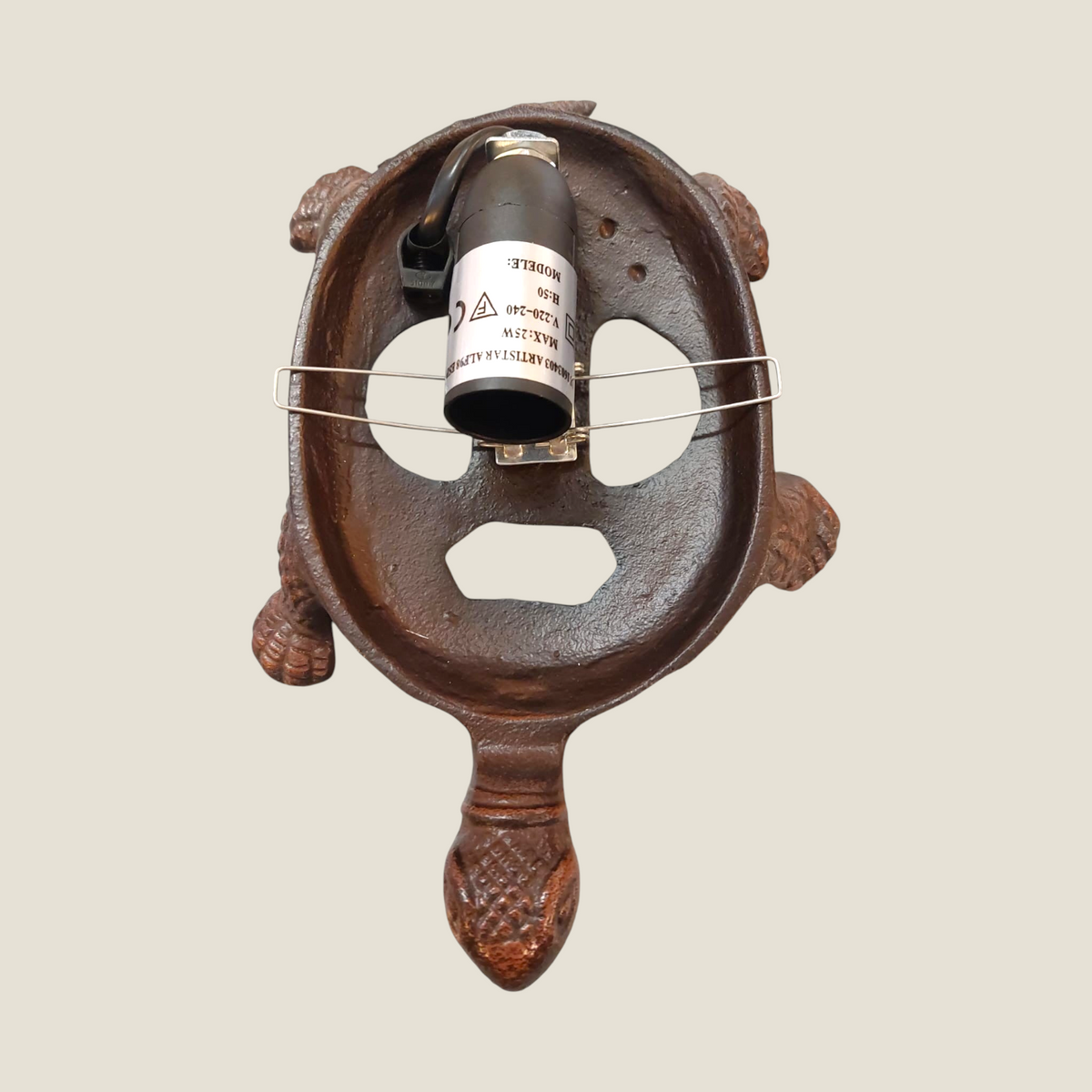 Depuis des lustres Tiffany turtle lamp base in aged bronze finish with internal light socket and metal spring clips