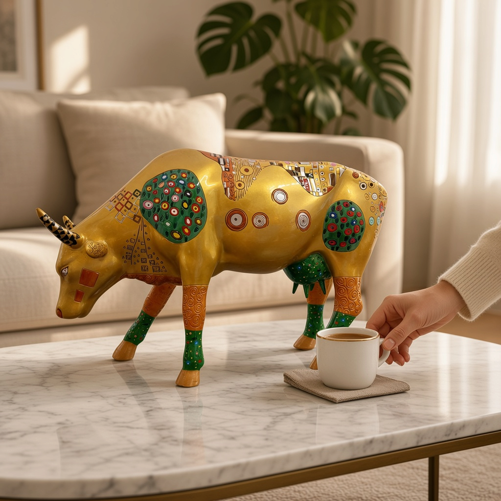 Vache décorative Klimt Kow (large) - 28 cm x 17 cm - CowParade