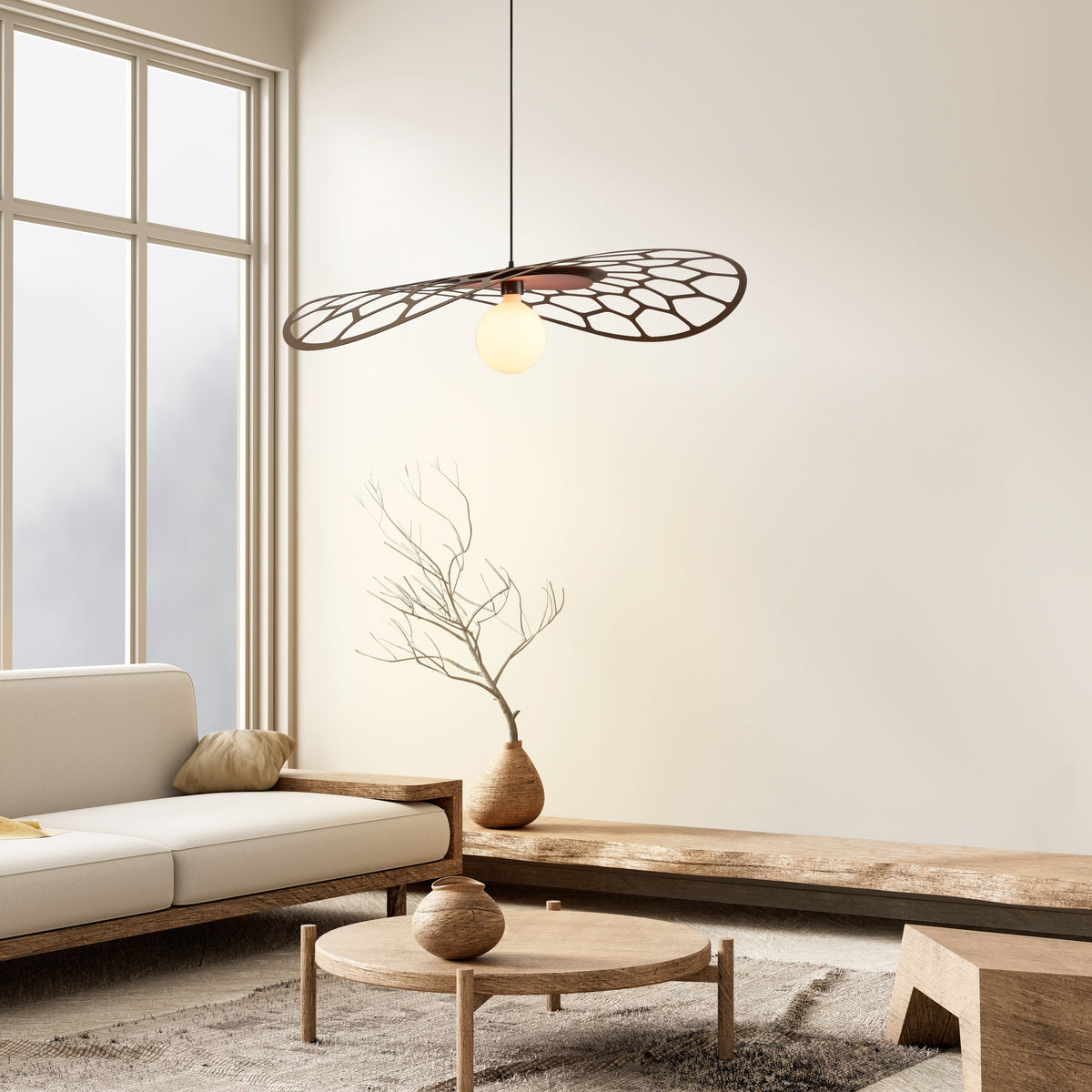 Suspension Eole D100 Havane ARTETDEC - image d'ambiance en salon